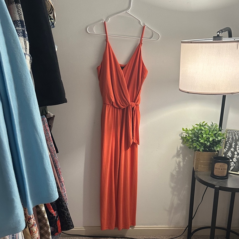 Banana Republic Orange Wrap Cropped Wide Leg Jumpsuit